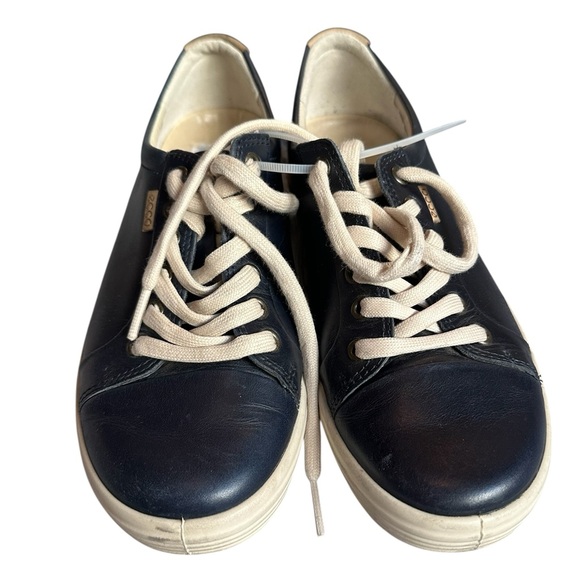 Ecco Soft 7 Leather Sneaker in Marine/Navy/Deep Blue - Size US8/8.5 - Picture 2 of 9